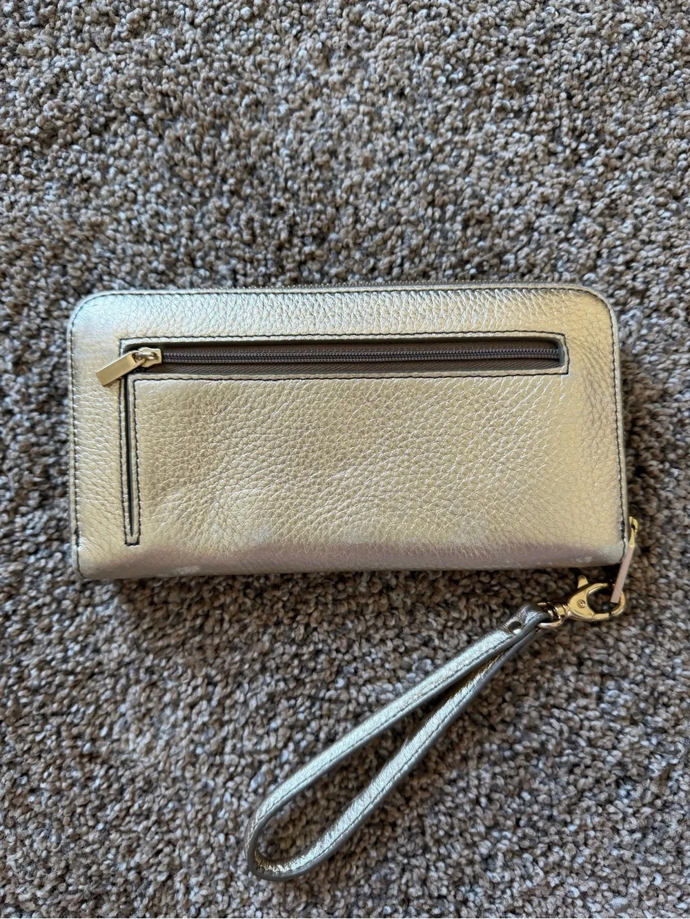 FOSSIL Champagne Leather Wallet with Wristlet Strap